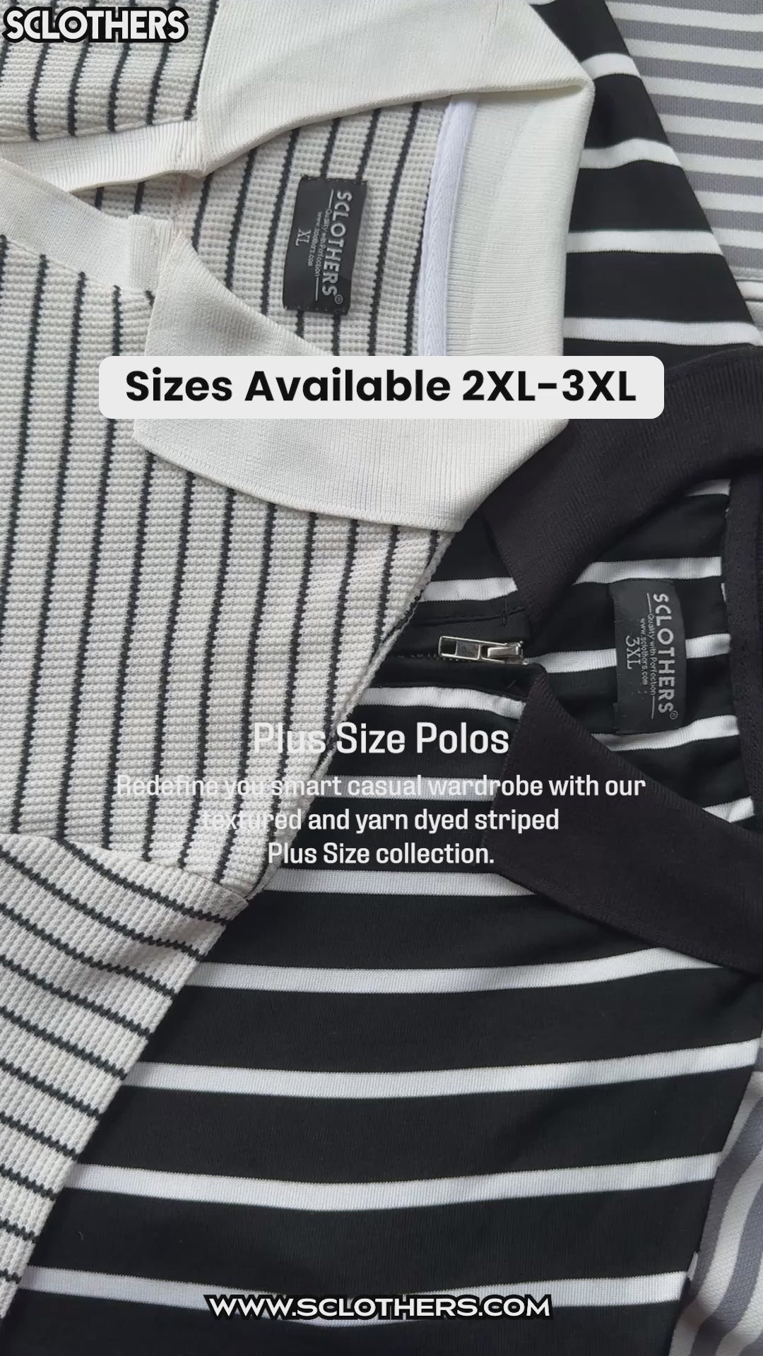 White Yarn-Dyed Textured Johnny Collar Polo Shirt (Plus Size) - S26 - MP0617P
