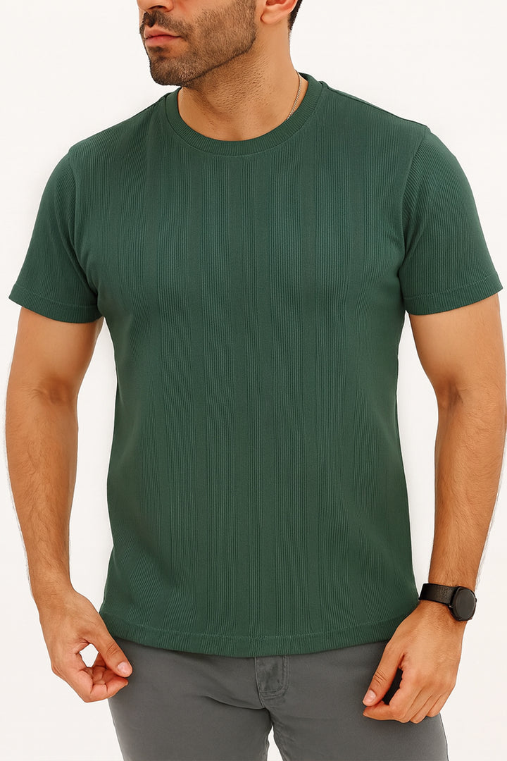 Dusty Teal Jacquard T-Shirt - S25 - MT0405R