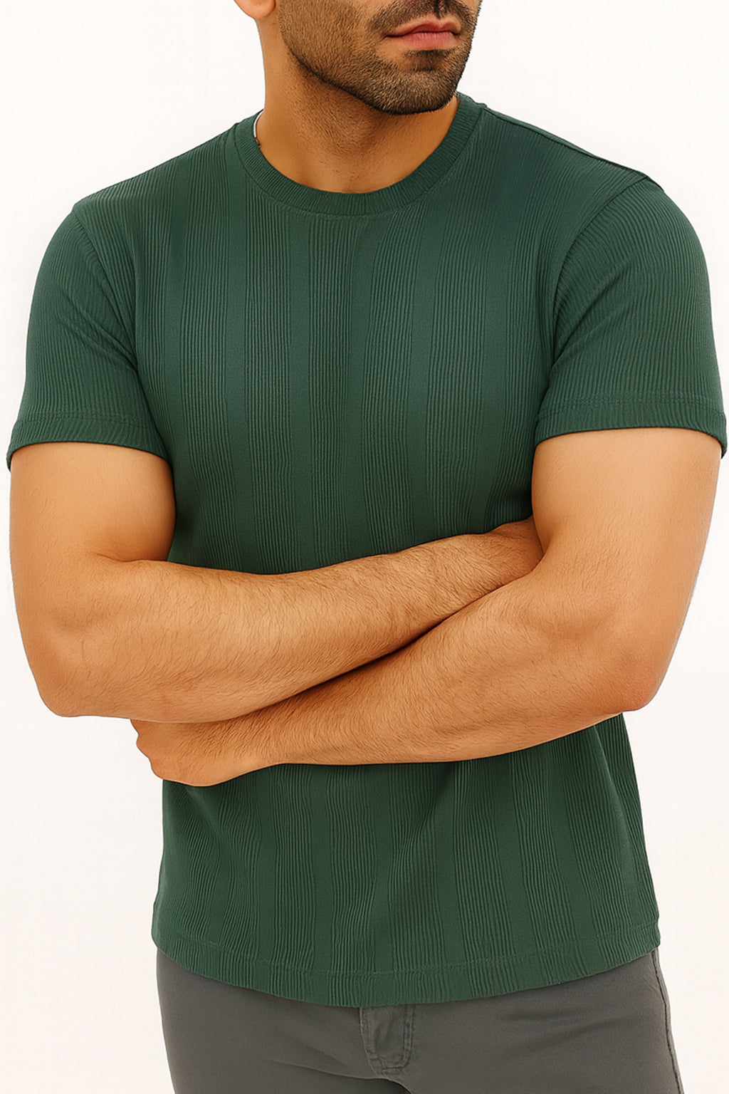 Dusty Teal Jacquard T-Shirt - S25 - MT0405R