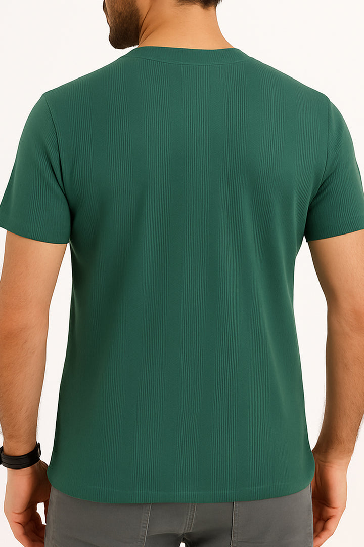 Dusty Teal Jacquard T-Shirt - S25 - MT0405R