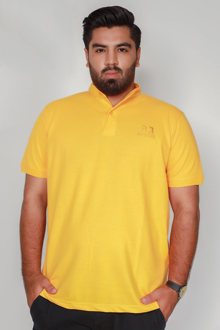 Yellow Mandarin Collar Polo Shirt (Plus Size) - S22 - MP0082P