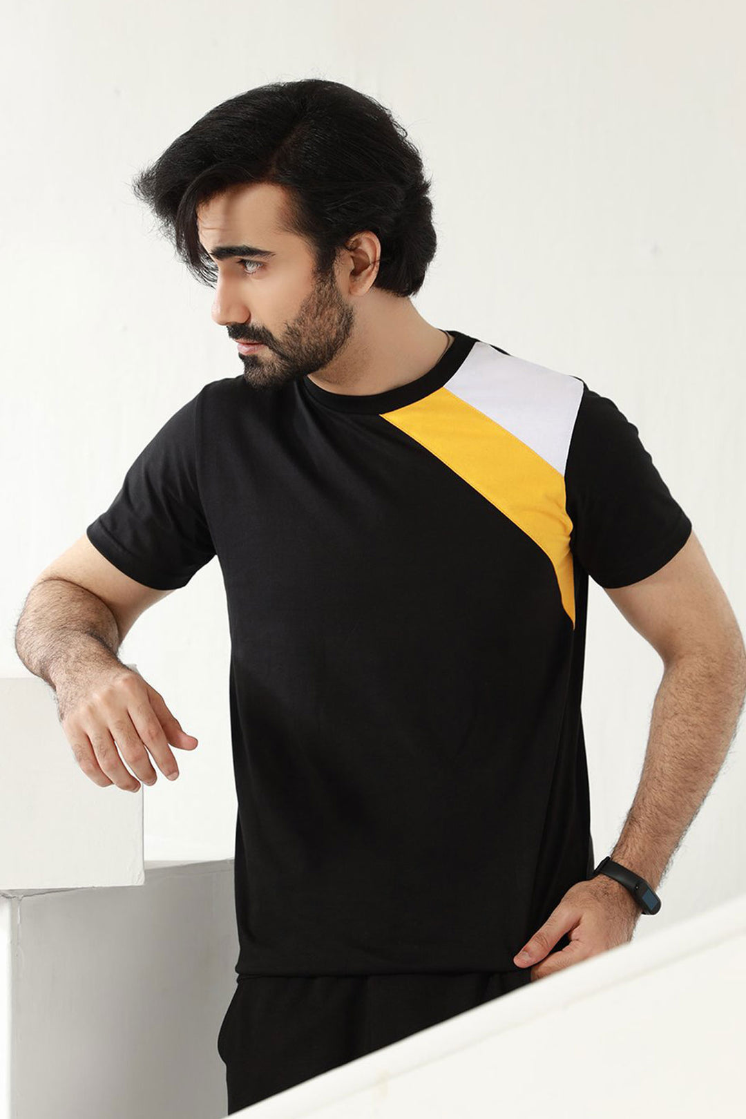 Futuristric Yellow Stiped T-Shirt - P21 - MT0087R