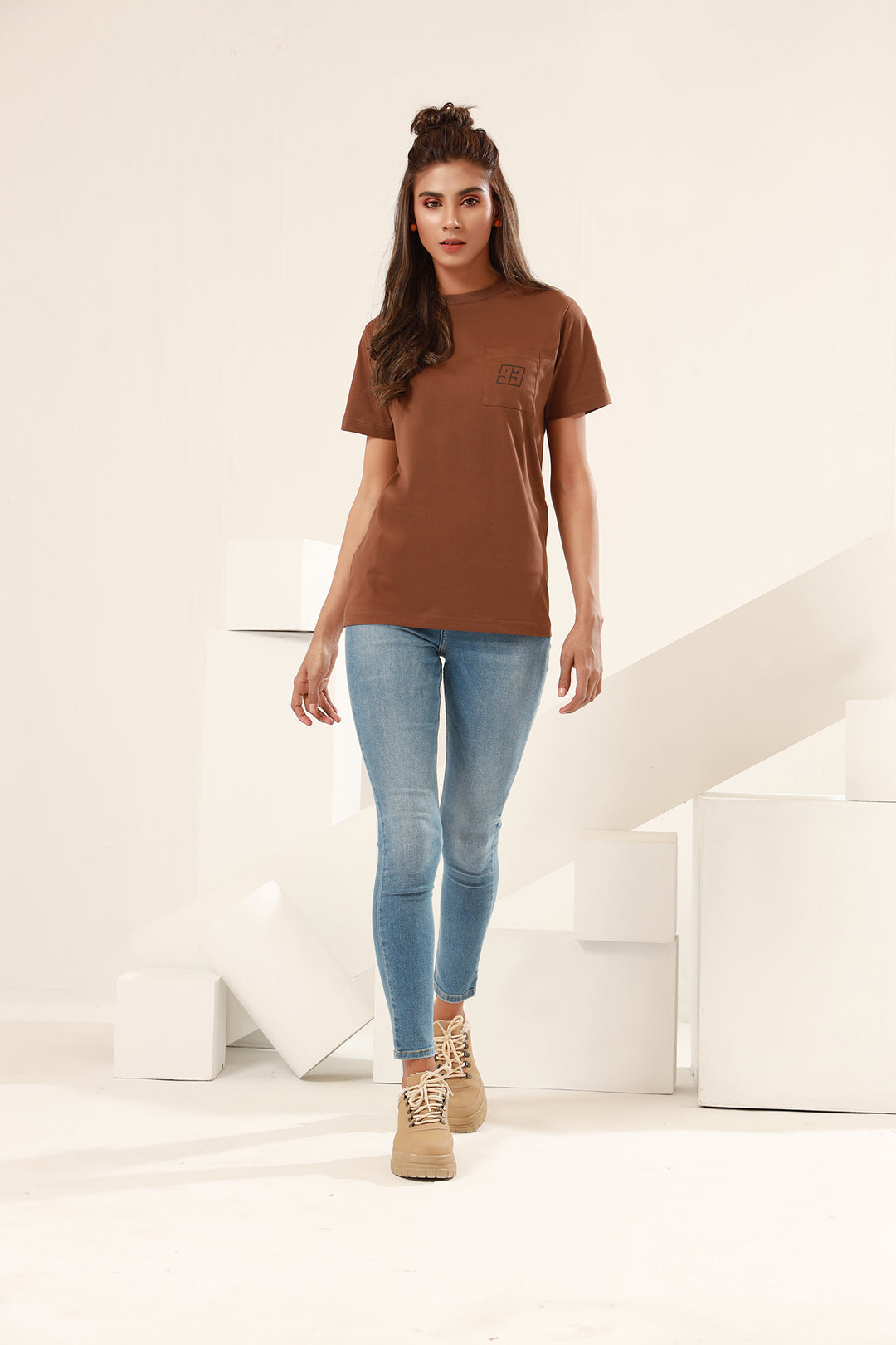 Brown Pocket T-Shirt (Plus Size) - P21 - MT0015P