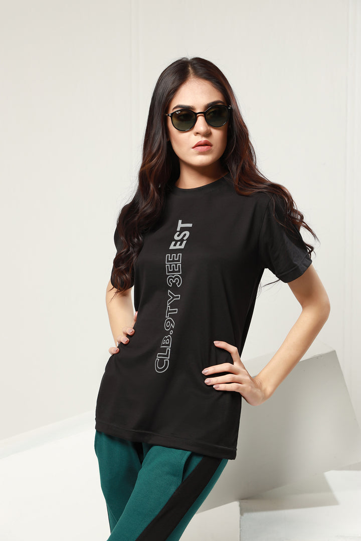 Black Printed T-Shirt (Plus Size) - P21 -MT0010P