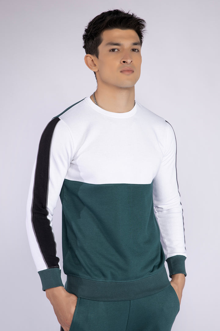 White-Zink Color Block Sweatshirt - W21 - MSW032R