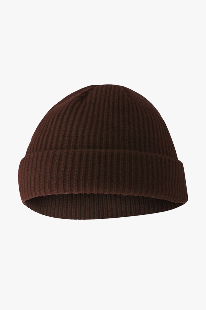 Brown Ribbed Knitted Beanie - W22 - UBH0005