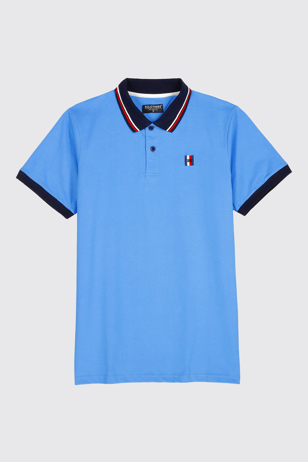 Polo Blue Contrast Tipped Collar Polo Shirt - A23 - MP0215R