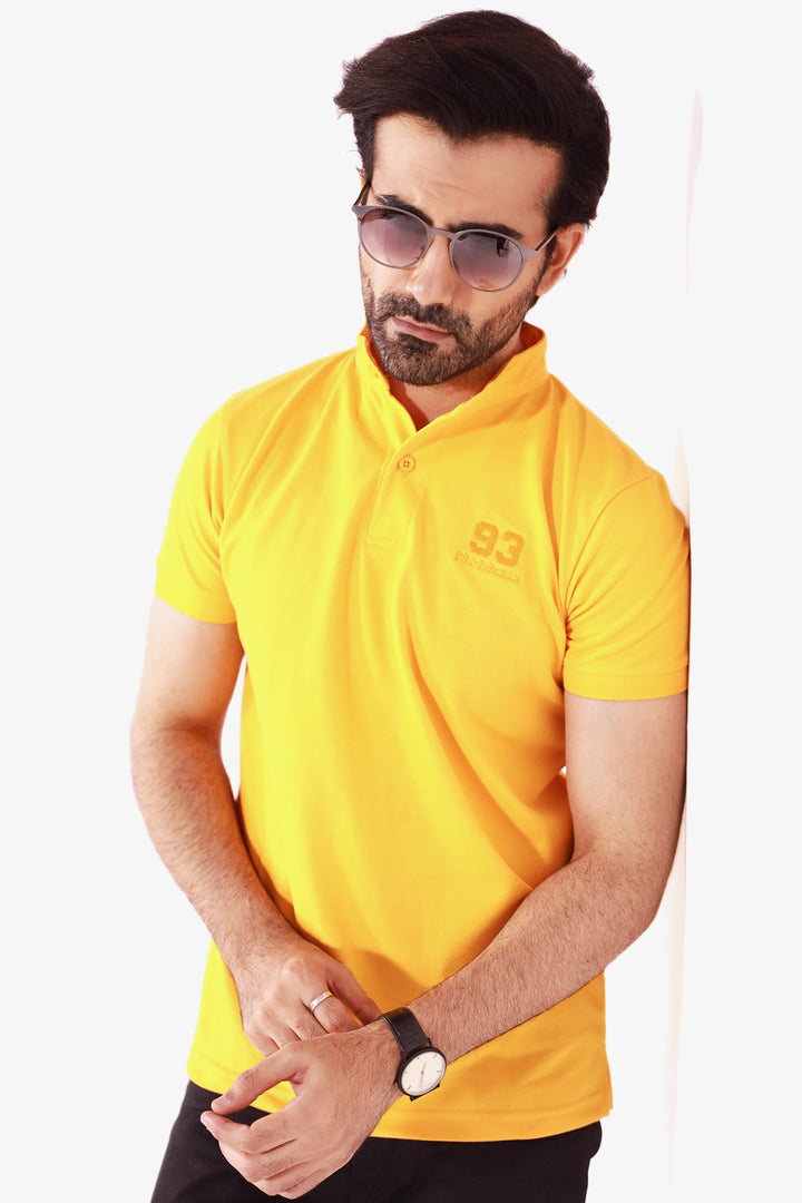 Yellow Mandarin Collar Polo Shirt - S22 - MP0082R