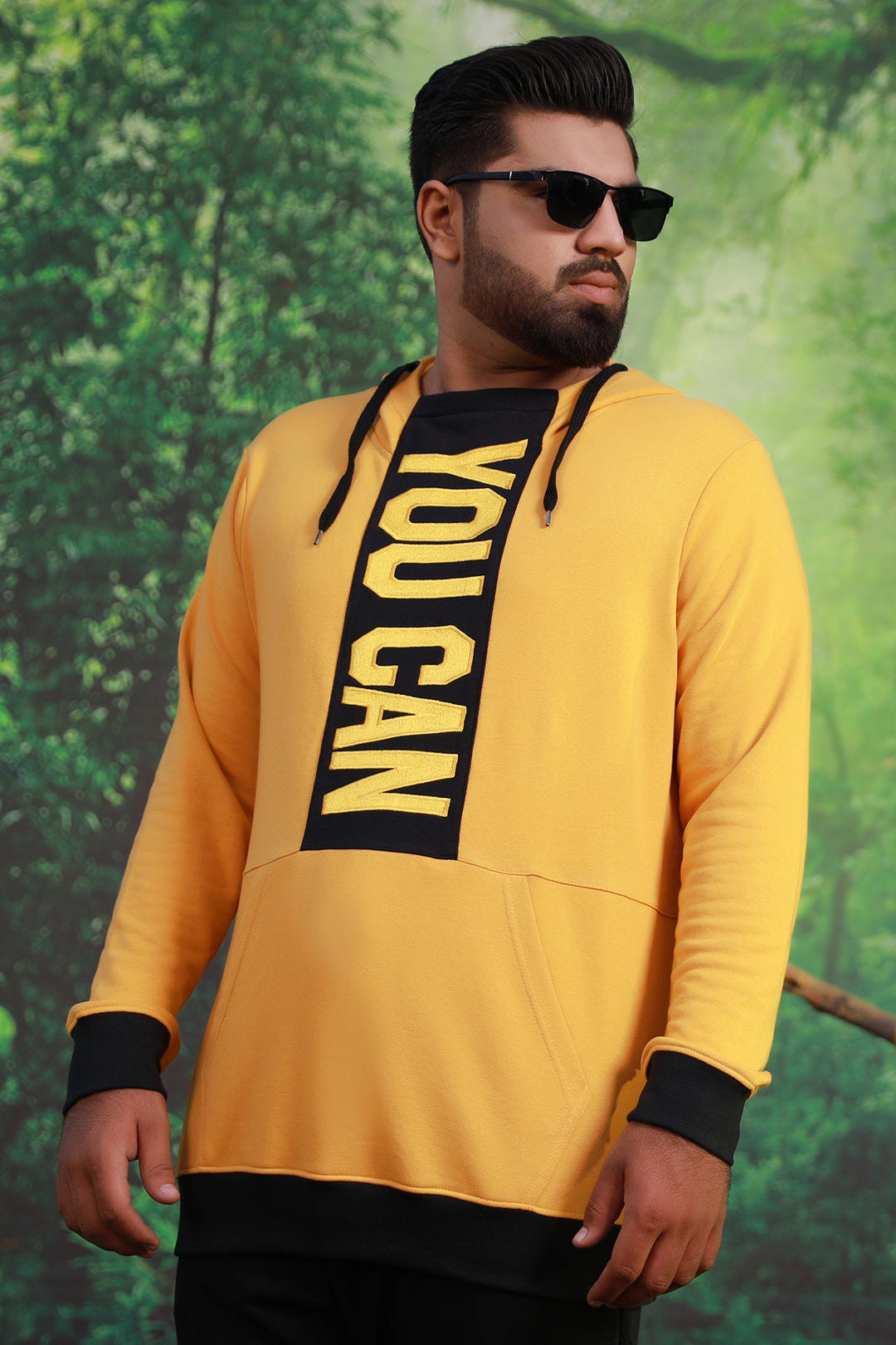 Yellow Embroidered Hoodie (Plus Size) - W22 -  MH0052P