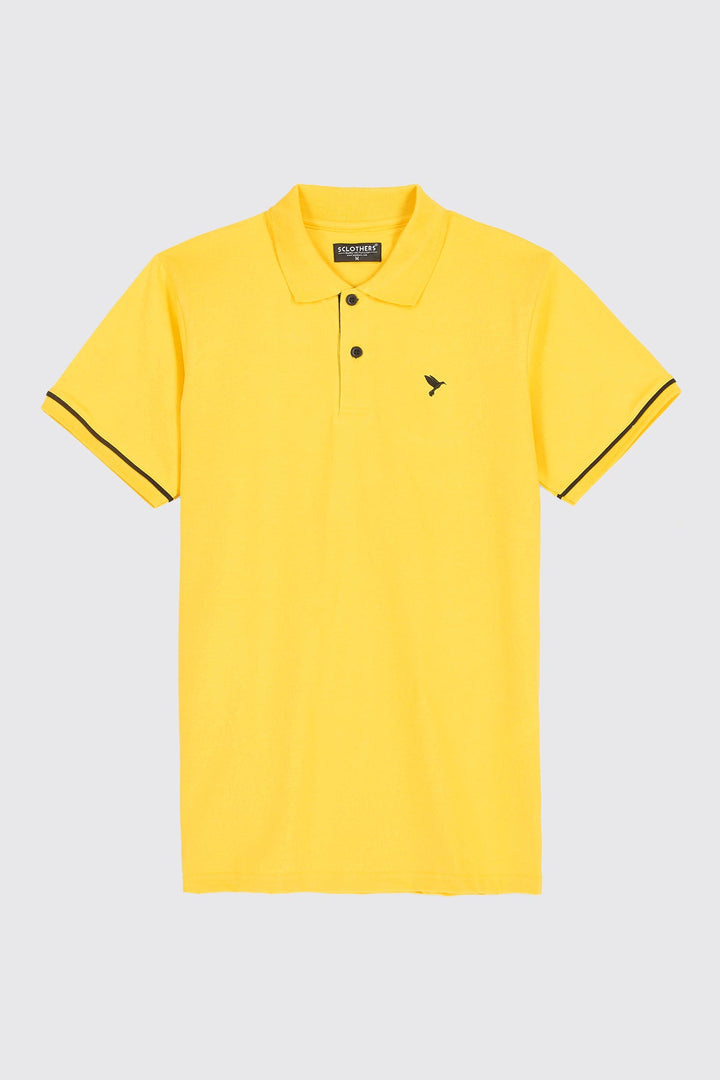 Yellow & Black Contrast Embroidered Polo Shirt - A23 - MP0213R