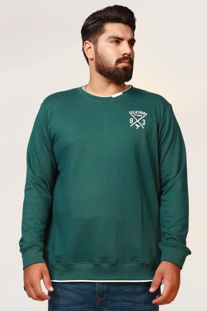 Teal Contrast Rib Embroidered Sweatshirt Plus Size Online in Pakistan
