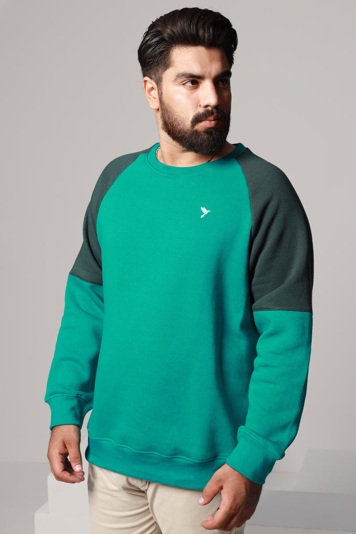 Teal & Green Raglan Sweatshirt Plus Size Online in Pakistan