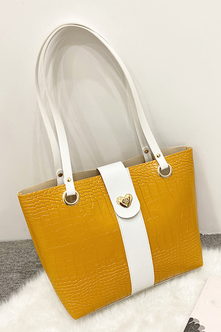 Yellow Heart & Stripe Bag - A23 - WHB0066