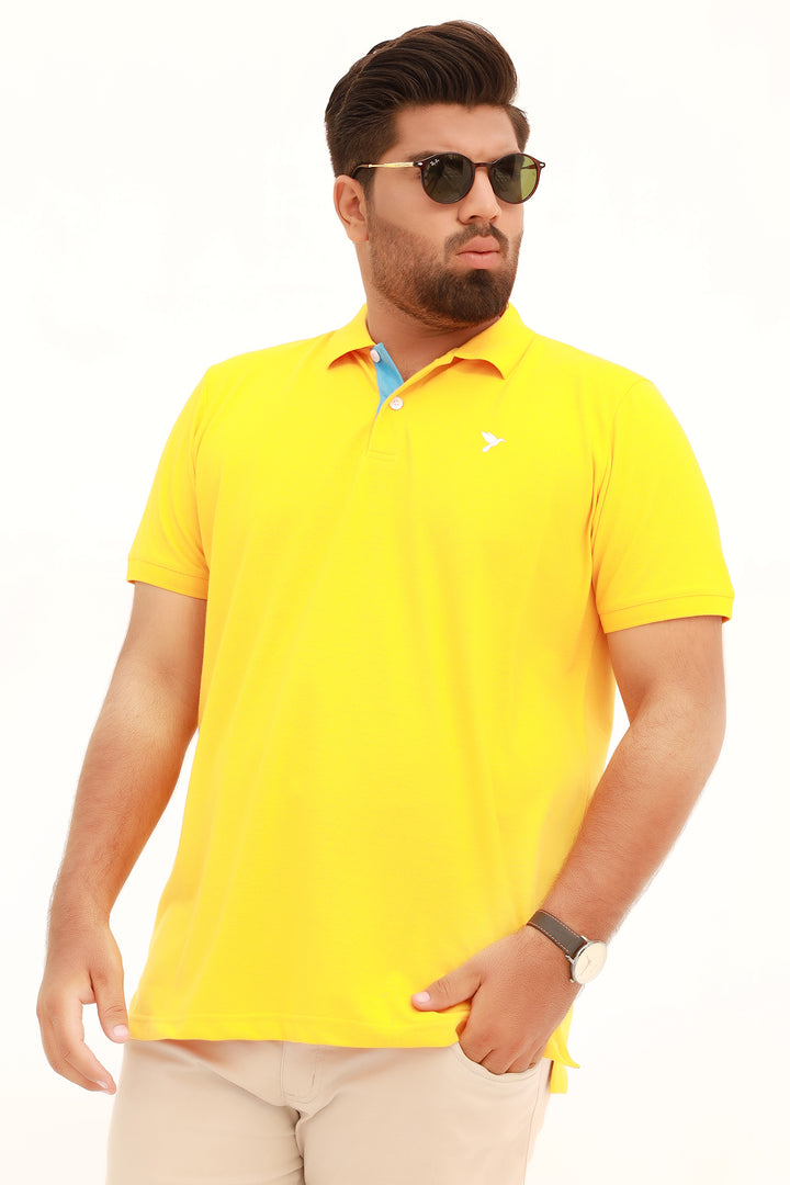 Radiant Yellow Embroidered Polo Shirt (Plus Size) - S22 - MP0098P