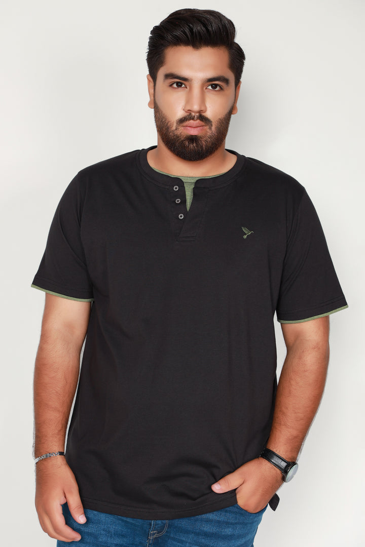 Black Mock Neckline T-Shirt (Plus Size) - S22 - MT0182P