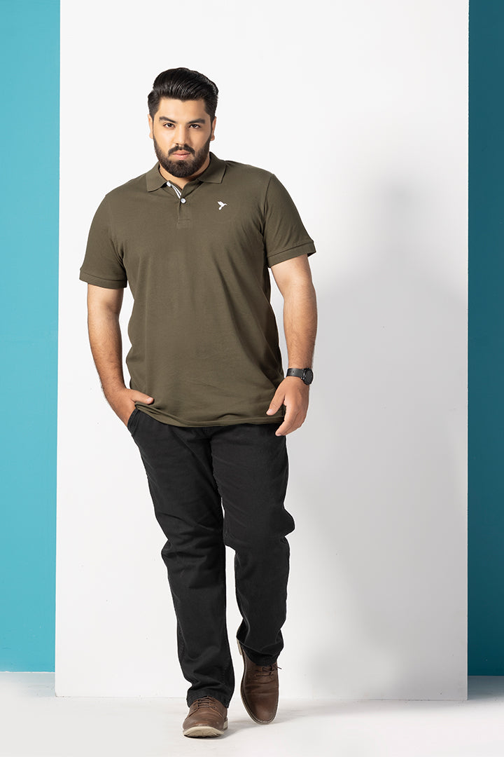 Olive Embroidered Polo Shirt (Plus Size) - P22 - MP0053P