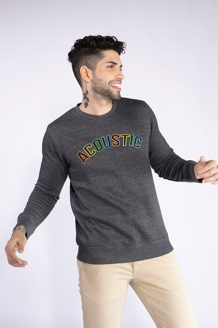 Acoustic Charcoal Embroidered Sweatshirt - W21 - MSW029R