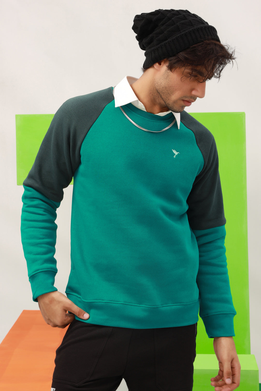 Teal & Green Raglan Sweatshirt
