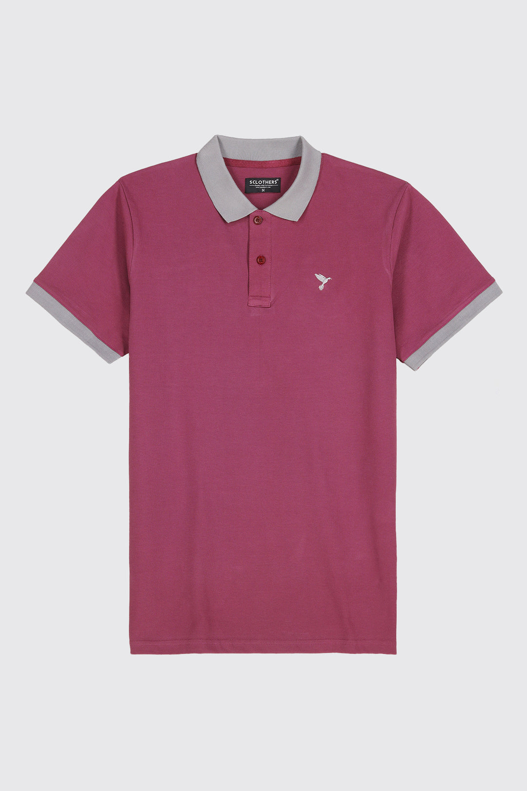 Plum Purple Contrast Embroidered Polo Shirt - A23 - MP0203R