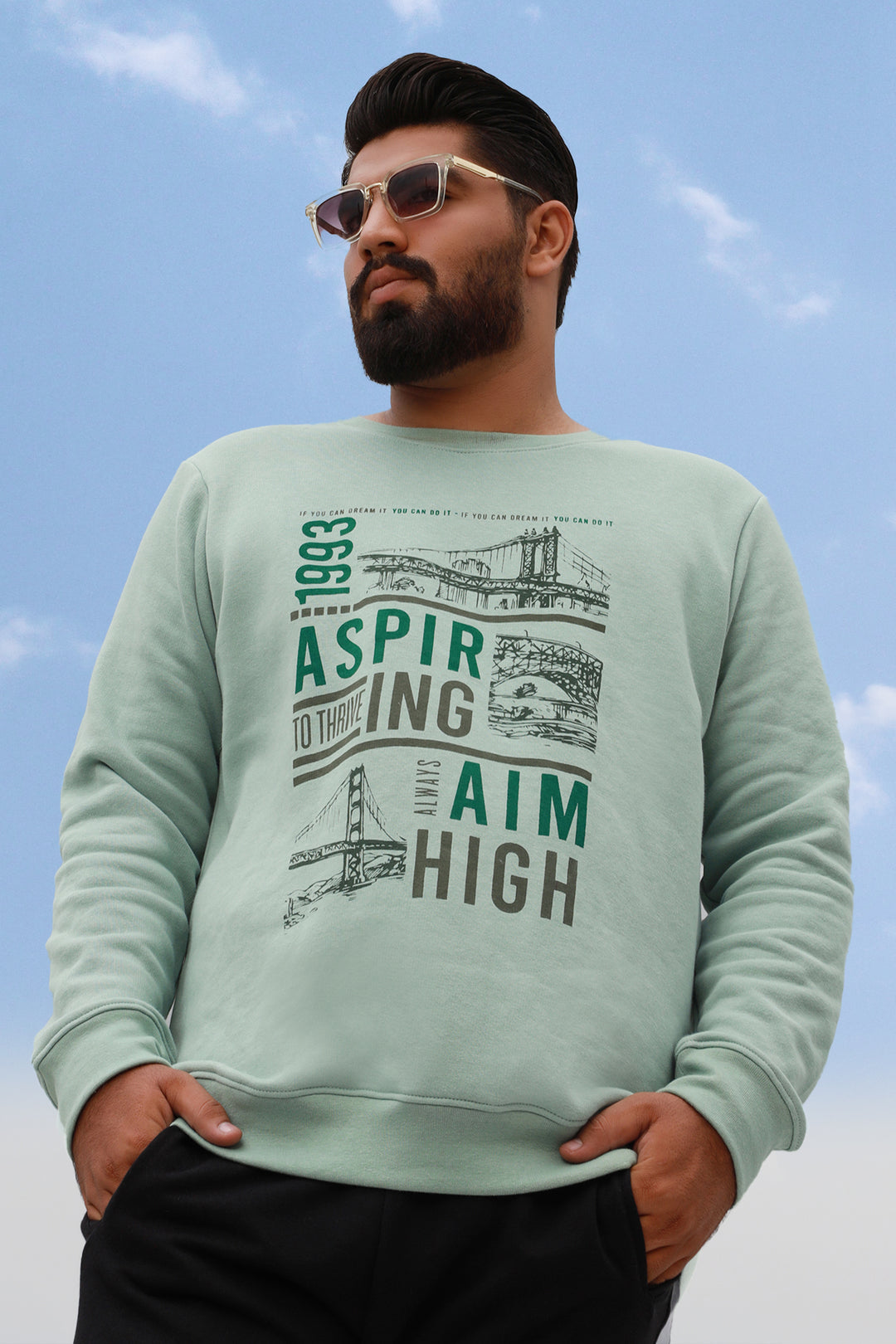 Men's Plus Size Aspiring Graphic Sweatshirt Online in Pakistan