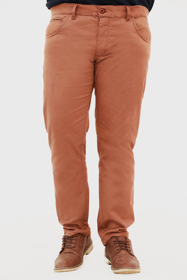 Brown Stretchy Cotton Chinos (Plus Size) - S22 - MC0018P