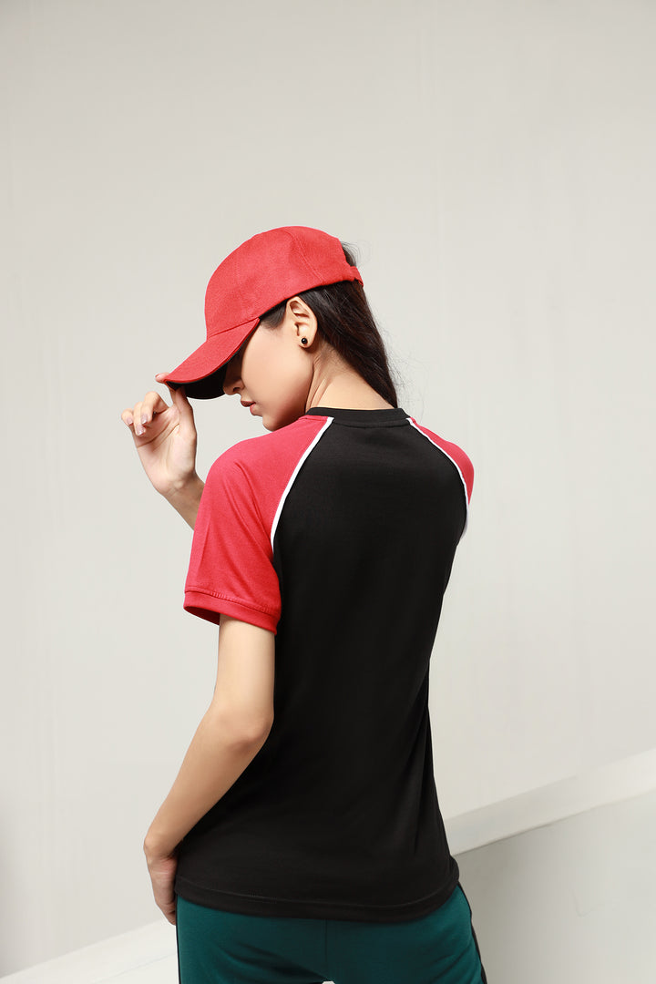 Retro Raglan Black T-Shirt (Plus Size) - P21 - MT0078P