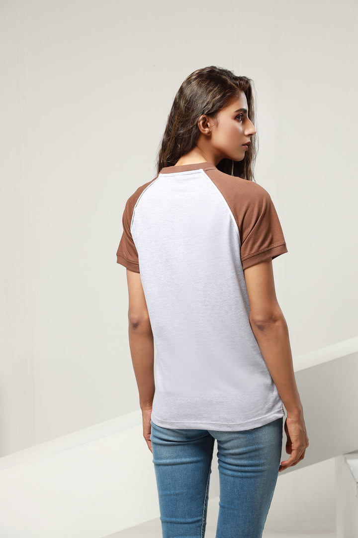 Grey Retro Raglan T-Shirt (Plus Size) - P21 - MT0077P