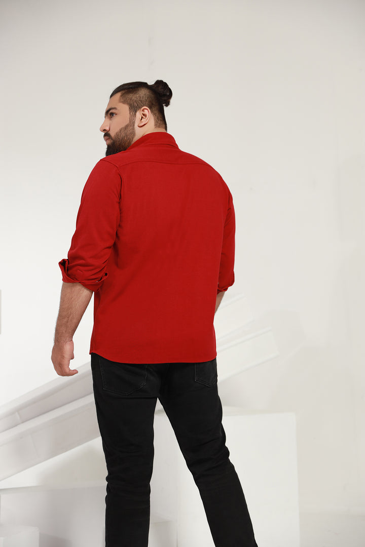 Casual Maroon Shirt (Plus Size) - S21 - MS0004P