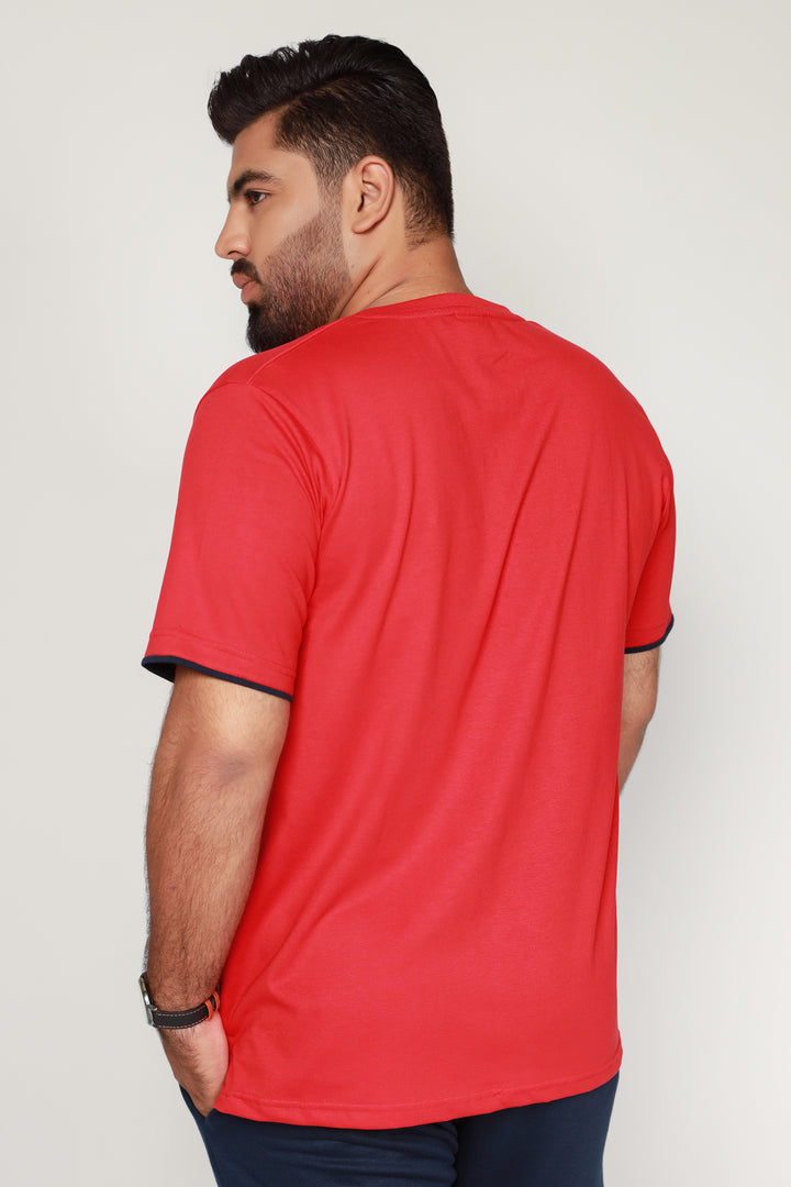 Bright Red Mock Neckline T-shirt (Plus Size) - S22 - MT0183P