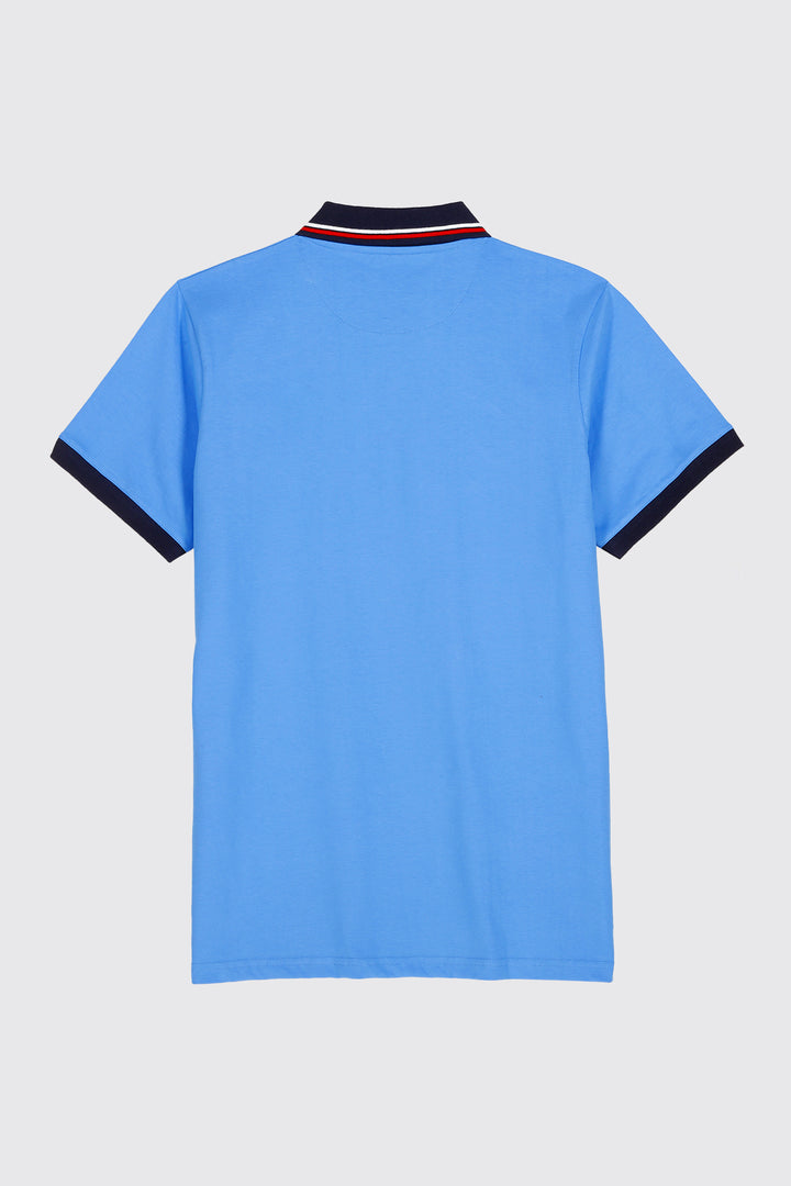 Polo Blue Contrast Tipped Collar Polo Shirt - A23 - MP0215R