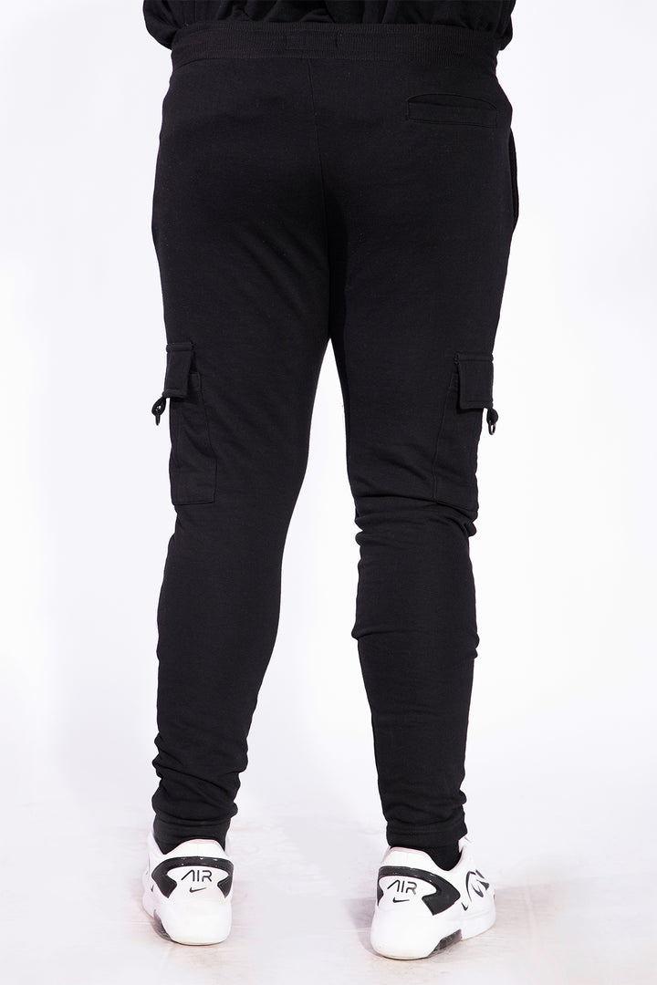 Black Mesh Panel Trouser (Plus Size)  - W21 - MTR018P