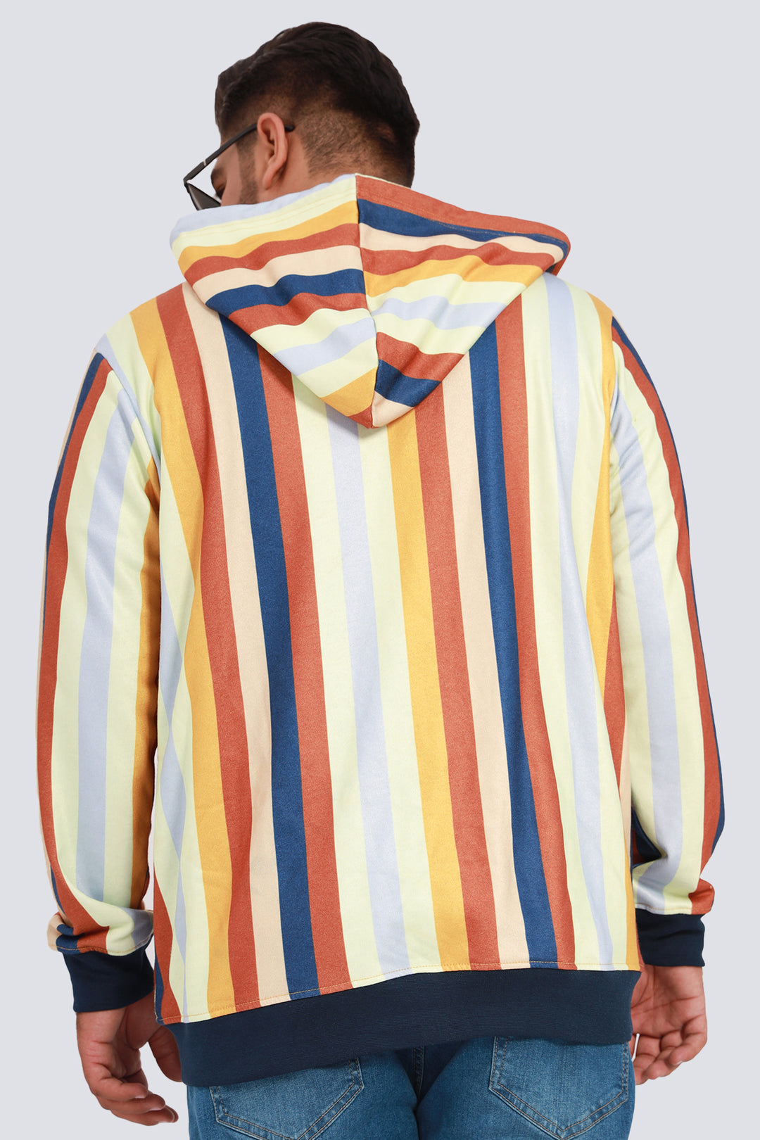 Jazzy Striped Printed Hoodie (Plus Size) 