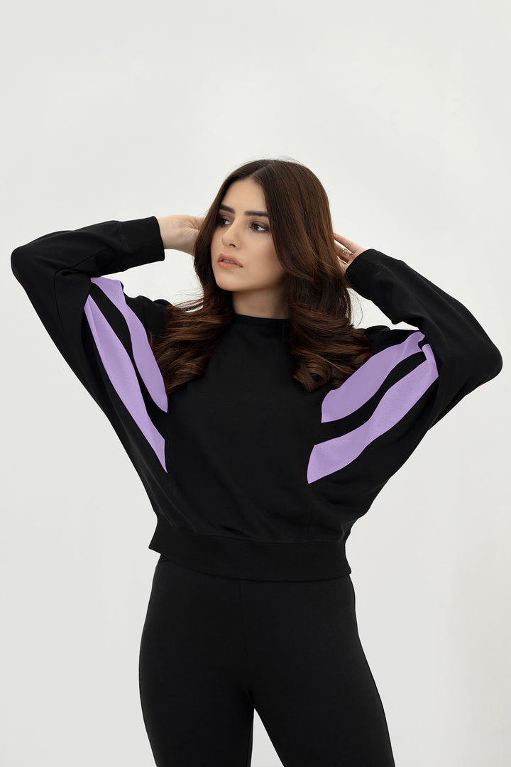 Women Black Lilac Wrap Sweatshirt Sweatshirt Online in Pakistan