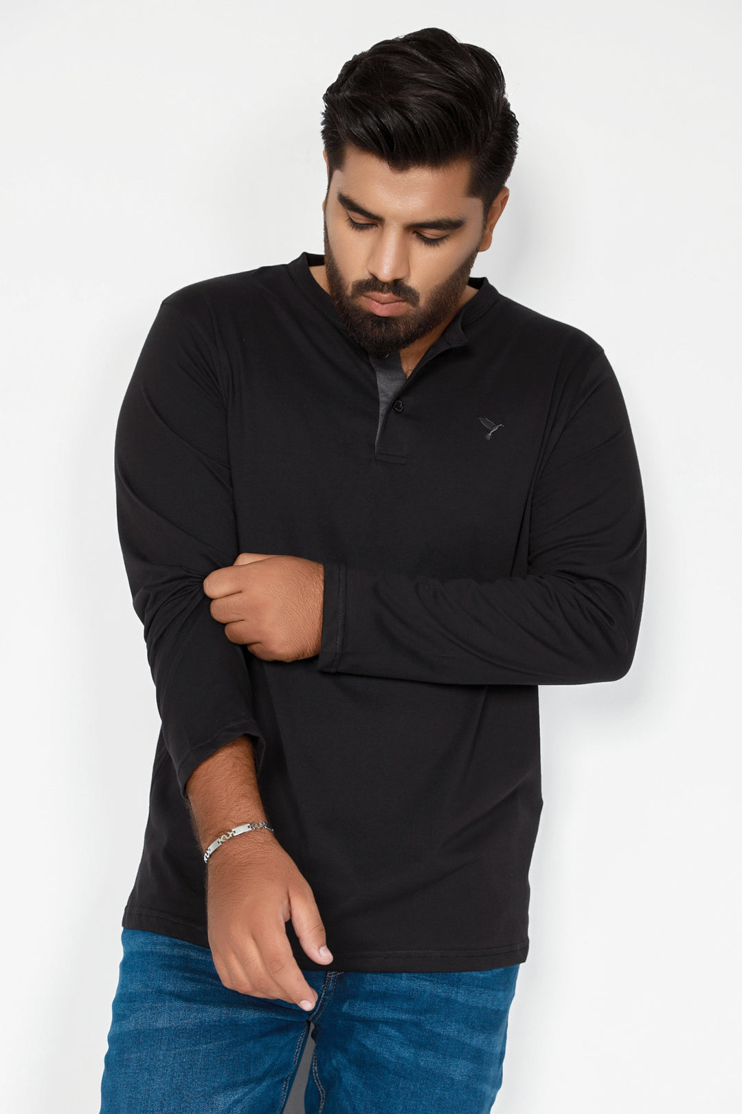Rustic Black Full Sleeves T-Shirt  (Plus Size) - S22 - MT0188P