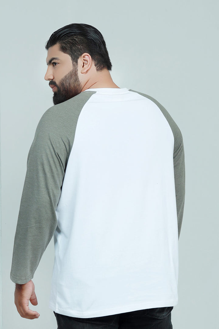 White Raglan T-Shirt (Plus Size) - W21 - MT0130P