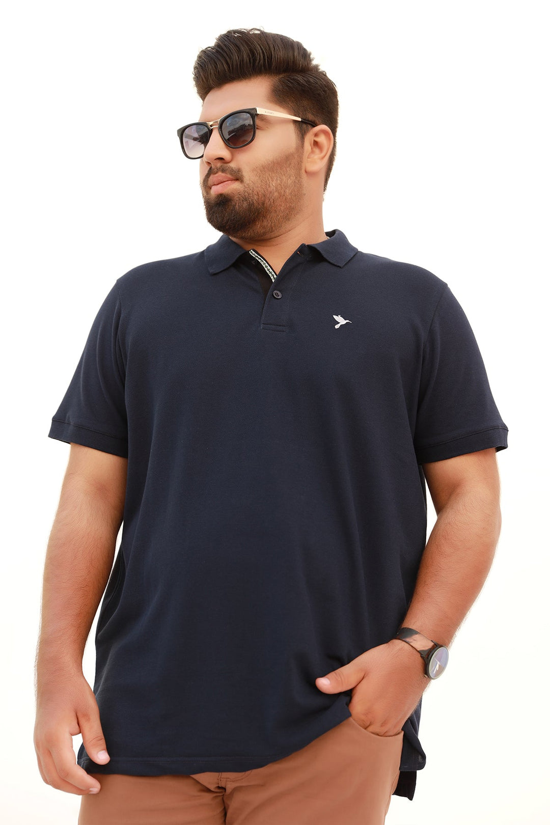 Navy Blue Embroidered Polo Shirt (Plus Size) - A23 - MP0200P