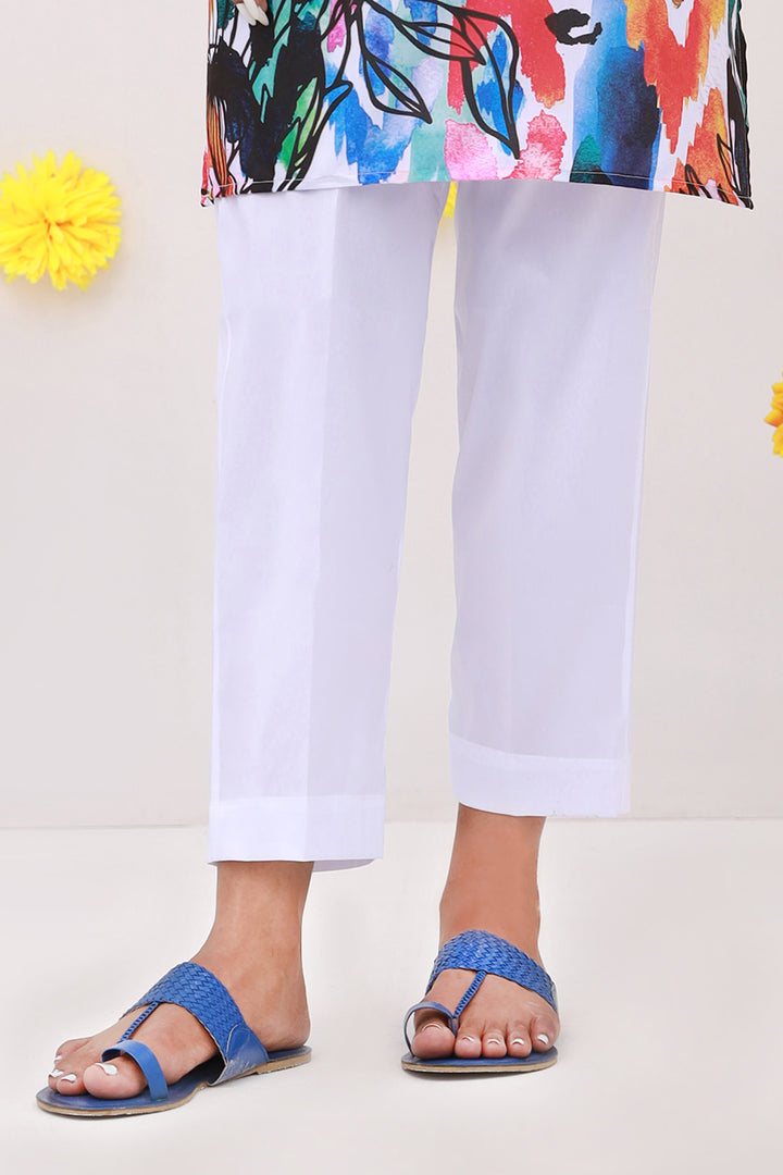 White Straight Trousers - W22 - WTR0048