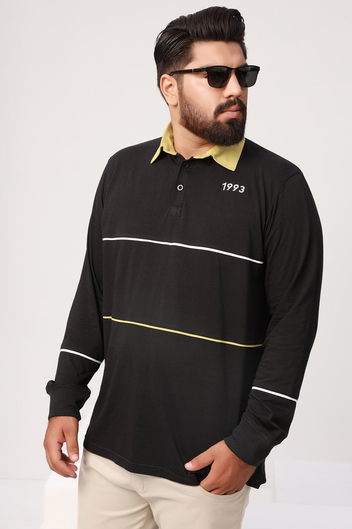 Black & Olive Rugby Polo Shirt 