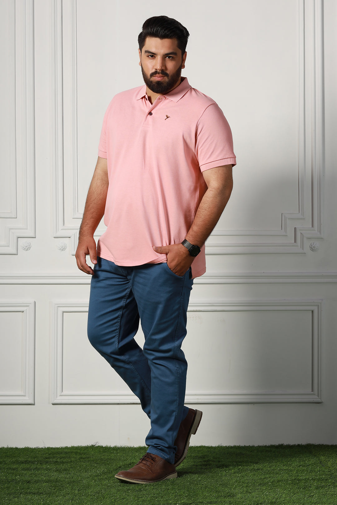 Coral Cloud Embroidered Polo Shirt (Plus Size) - P22 - MP0056P