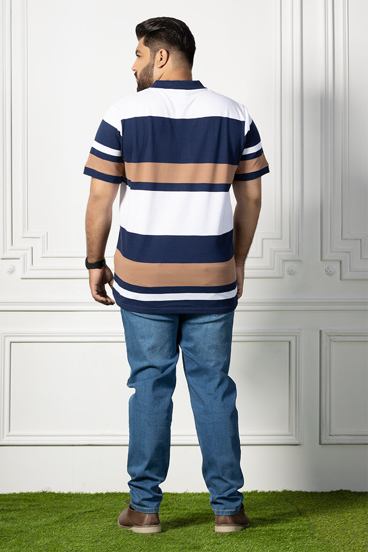 Caramel Brown Yarn Dyed Polo Shirt (Plus Size) - P22 - MP0064P