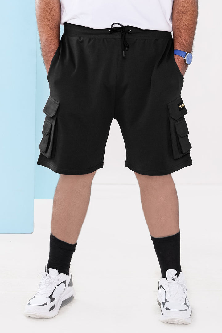 Black Cargo Shorts (Plus Size) - S21 - MSH010P