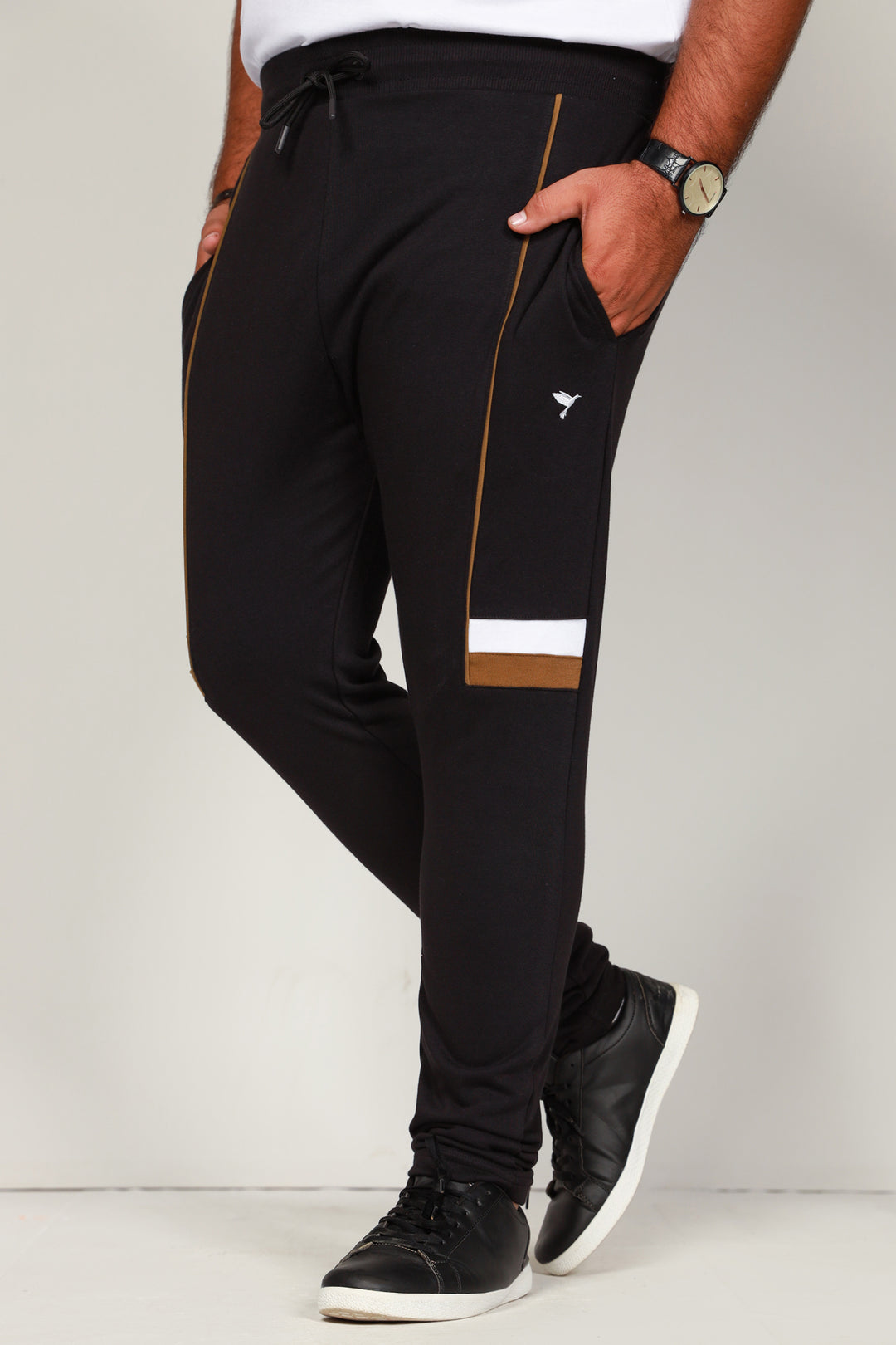 Jet Black Panelled Trouser (Plus Size) - S22 - MTR045P