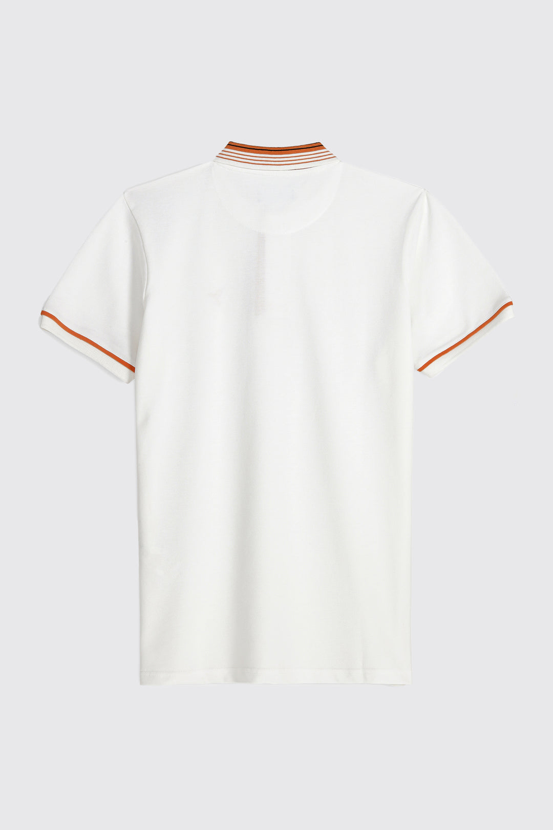 White And Rusty Orange Yard Dyed Collar Polo Shirt - A23 - MP0191R