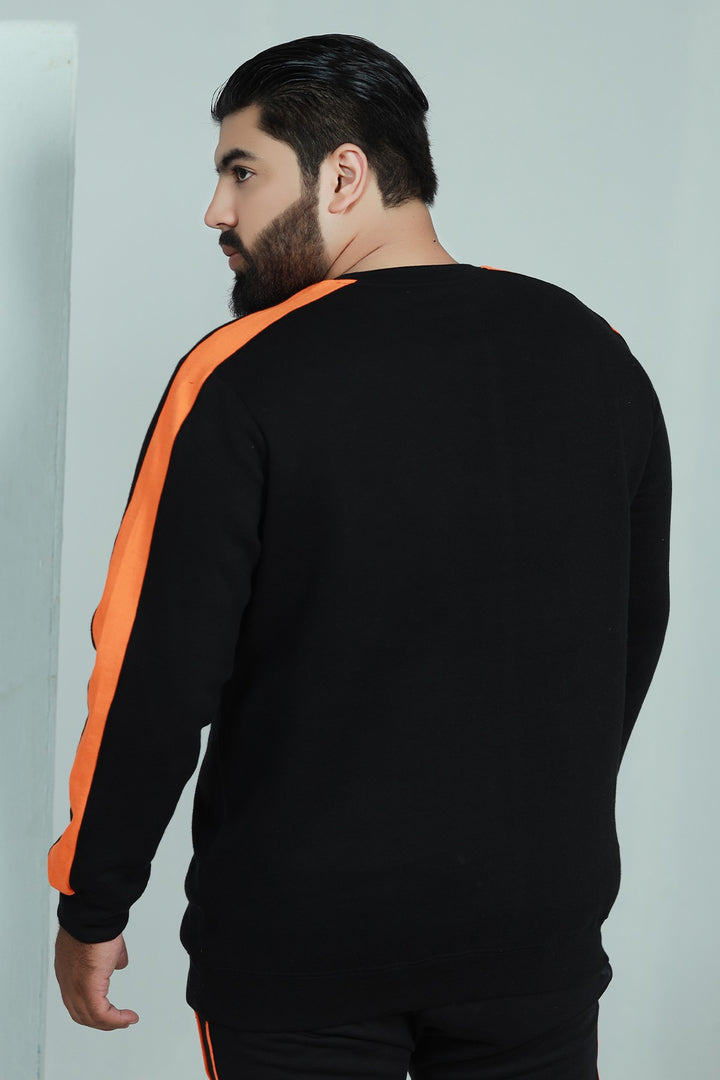 Cut and Sew Black Sweatshirt (Plus Size) - W21 - MSW013P