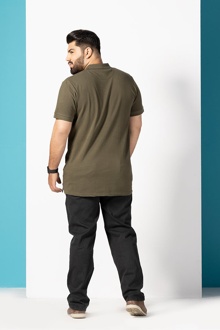 Olive Embroidered Polo Shirt (Plus Size) - P22 - MP0053P