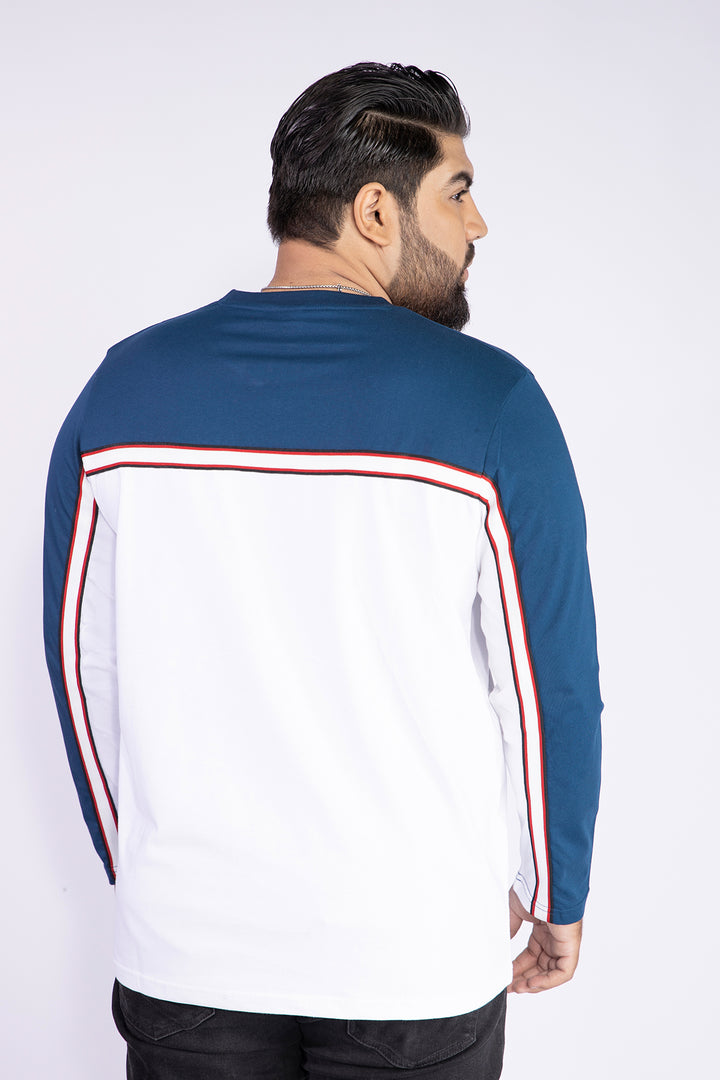 Blue Tapered Cut & Sew T-Shirt (Plus Size) - W21 - MT0129P