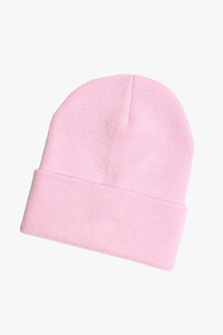 Plain Pink Knitted Beanie - W22 - UBH0014