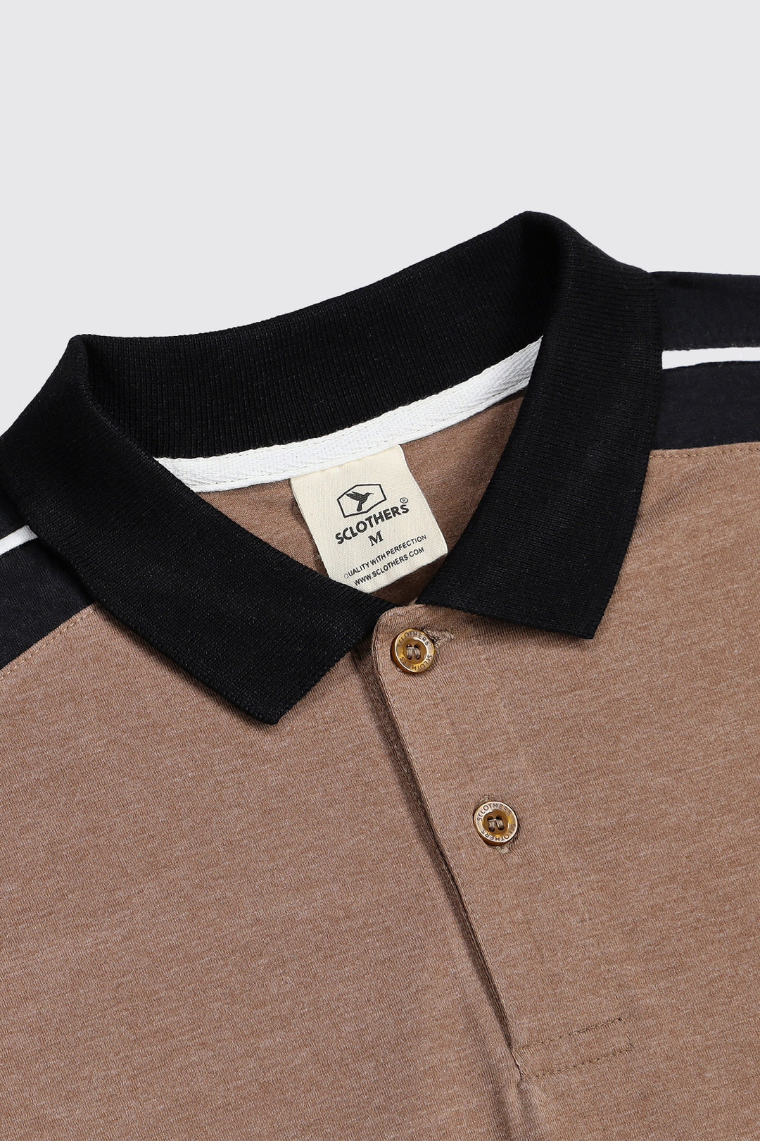Brown Melange Embroidered Polo Shirt