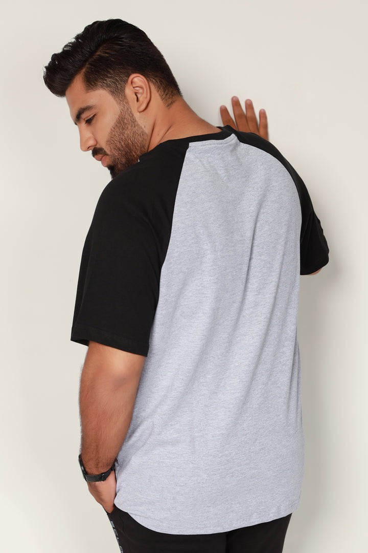 Gray & Black Raglan T-Shirt (Plus Size) - S22 - MT0176P