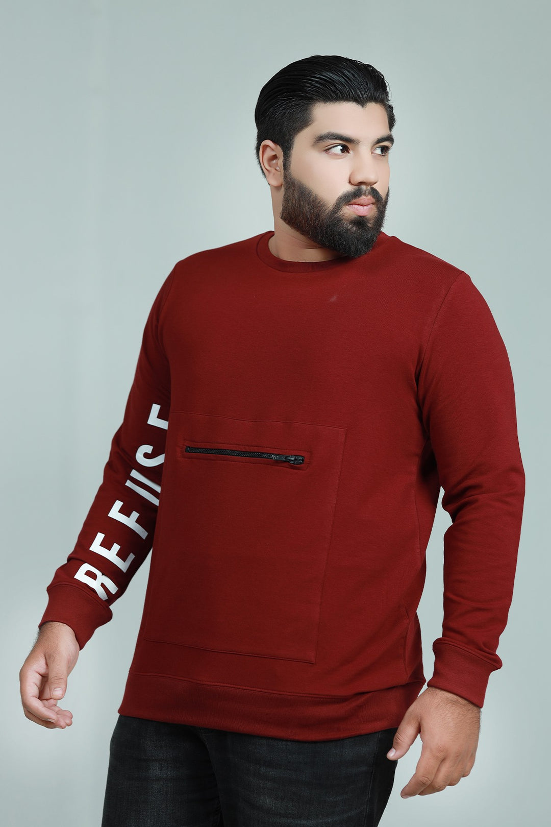 Maroon Graphic Sweatshirt (Plus Size) - W21 - MSW024P